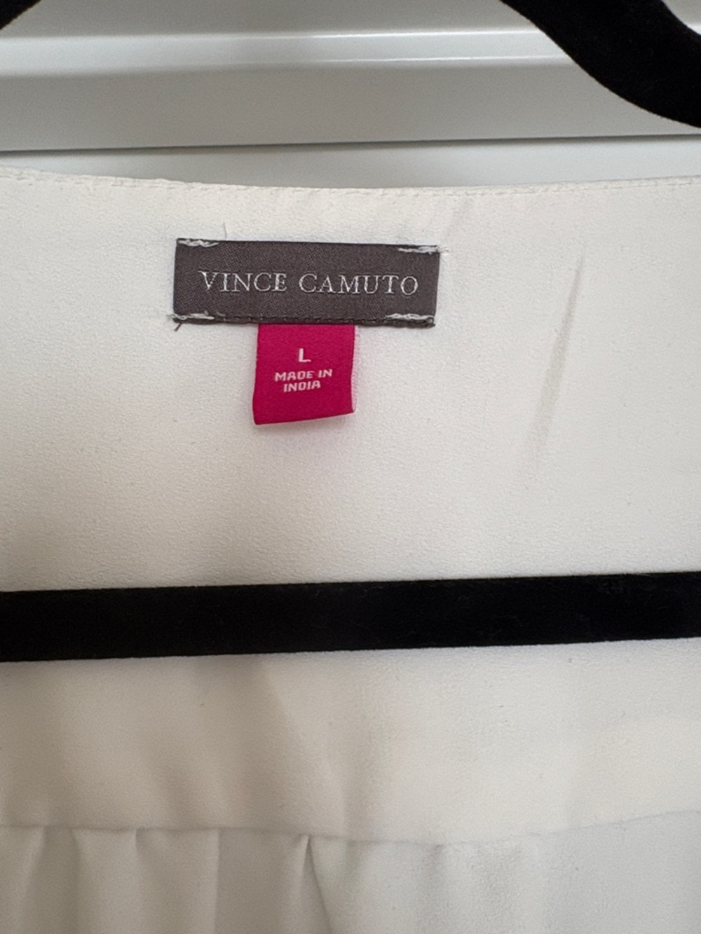 Vince Camuto Ivory V-Neck Lace-Trim Bell Sleeve Blouse - Picture 2 of 4